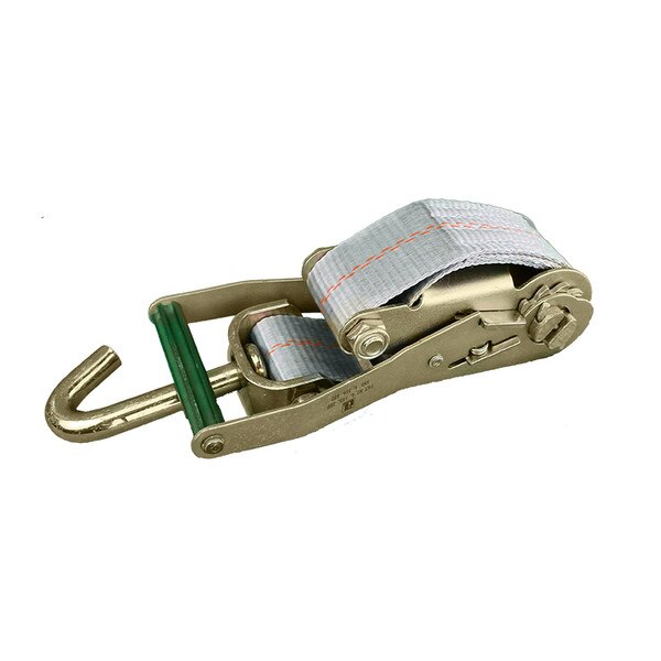 grey ratchet strap with short end swivel and j hook